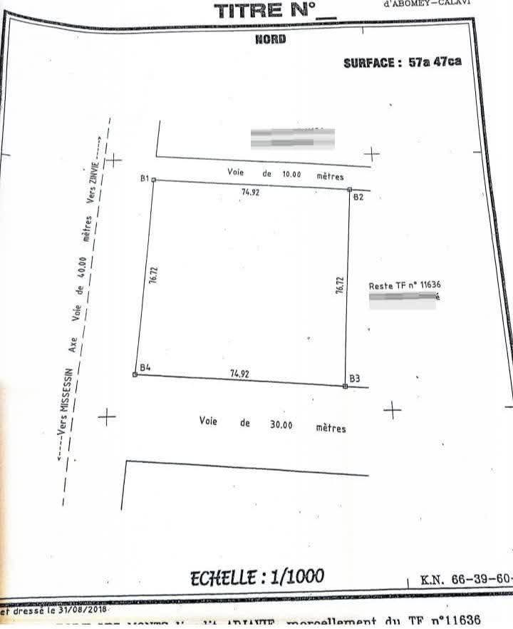 DOMAINE DE 5747M² À VENDRE, AGASSA GODOMEY – MISSÉSSINTO – CALAVI