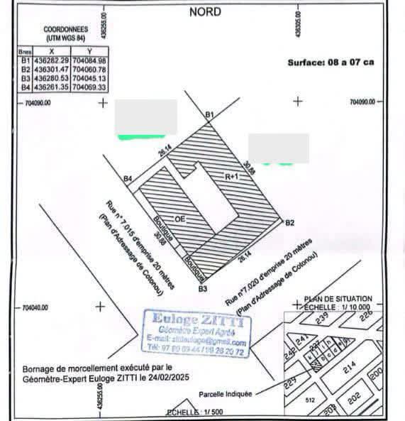 PARCELLE EN ANGLE DE RUE DÉJÀ LOTIE ET RECASÉE À VENDRE, SOCIÉTÉ CDPA – SAINT MICHEL – SOCIÉTÉ SGDS BÉNIN – COTONOU